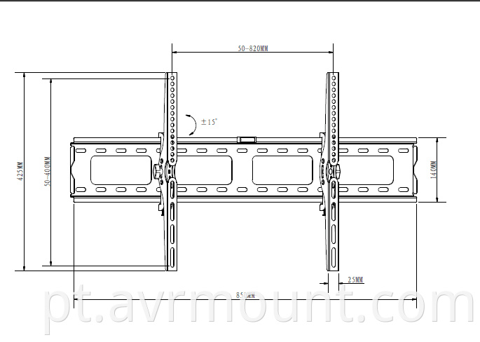 Tilt TV wall bracket 3780 line drawing